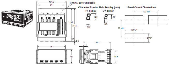 K3HB-V Dimensions 1 