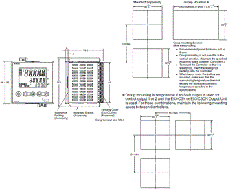 E5AN-H, E5EN-H Dimensions 1 