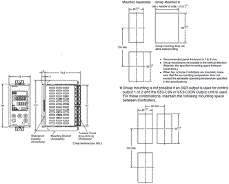 E5AN-H, E5EN-H Dimensions 2 