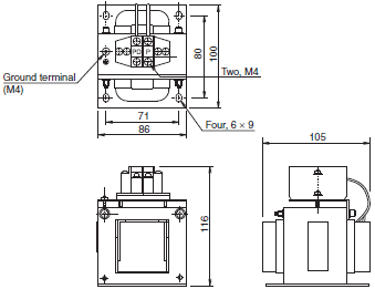 R88M-G, R88D-GN[]-ML2 Dimensions 65 