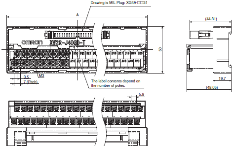 XW2R (General-purpose devices) Dimensions 5 