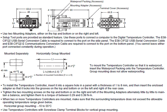 E5GC Dimensions 2 