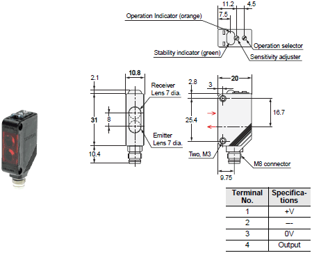 E3Z Dimensions 7 