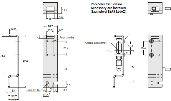 E3AS Series Dimensions 16 