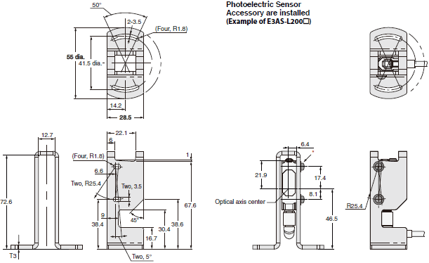 E3AS Series Dimensions 17 