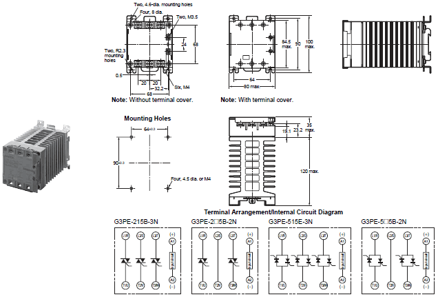 G3PE (Three-phase) Dimensions 2 